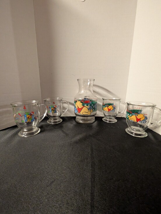Anchor Hocking Other - VINTAGE Disney Winnie the Pooh Cup Mug Pitcher Anchor Hocking Set Lot Bundle